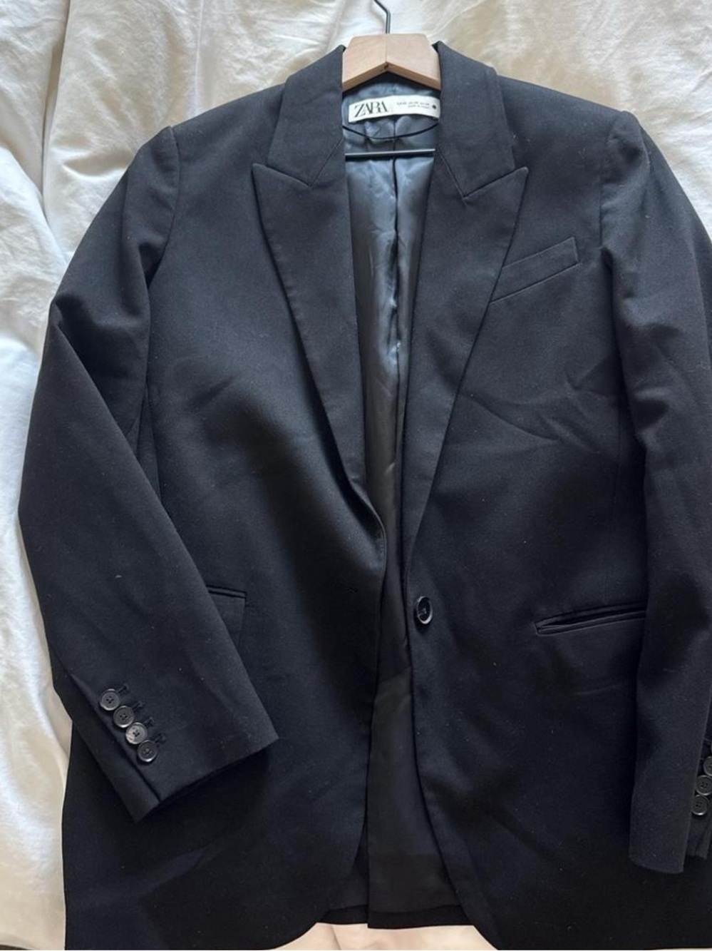 Zara Black Single-Button Tailored Blazer